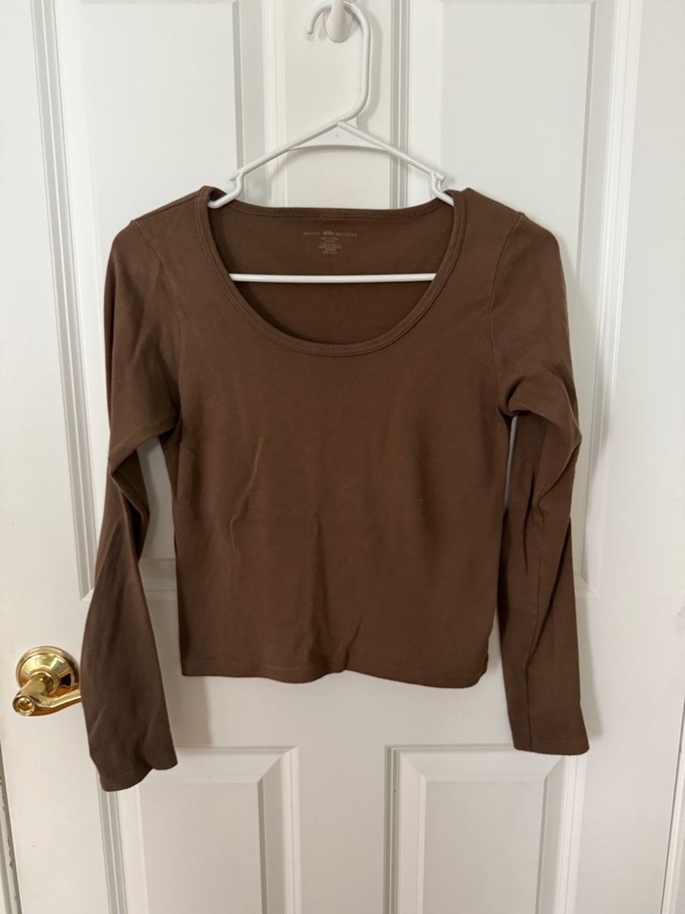 Brandy Melville Brown Scoop Neck Long-Sleeve Tee